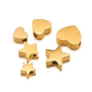 Edelstahl Herz- und Perlenstern, goldene Farbe, Armband -Halterung, Halskette, Kette, Machen Sie DIY -Schmuck, finden Sie, hohe Qualität, 5pcs 8 Hauptverkaufsstar Ninja Steel - №7