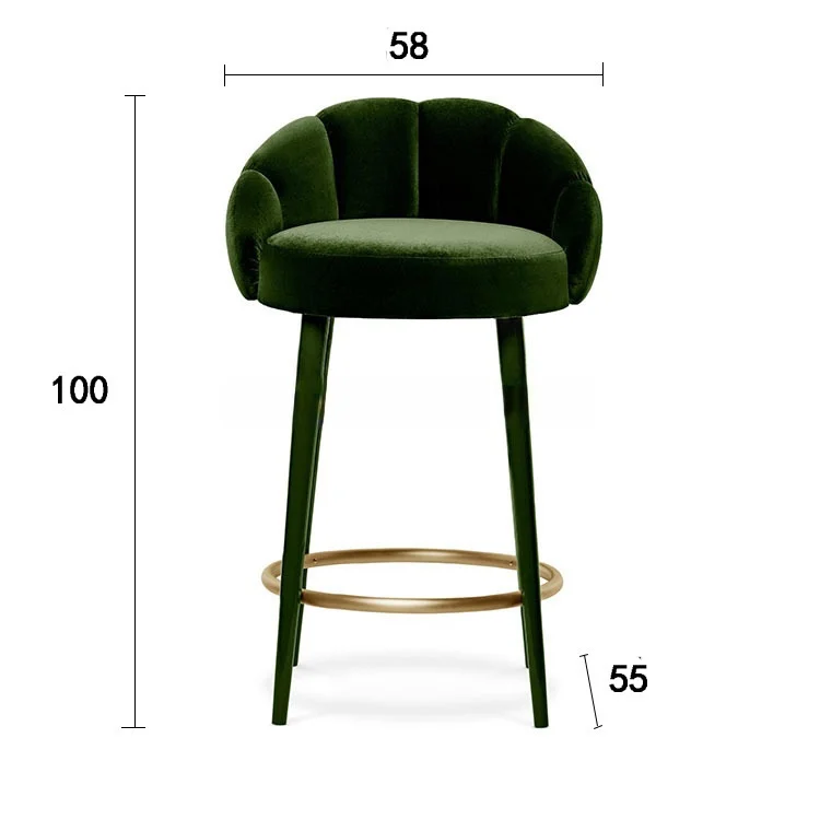 Modern Stainless Steel High Legs Upholstered Bar Stool for Coffee Shop