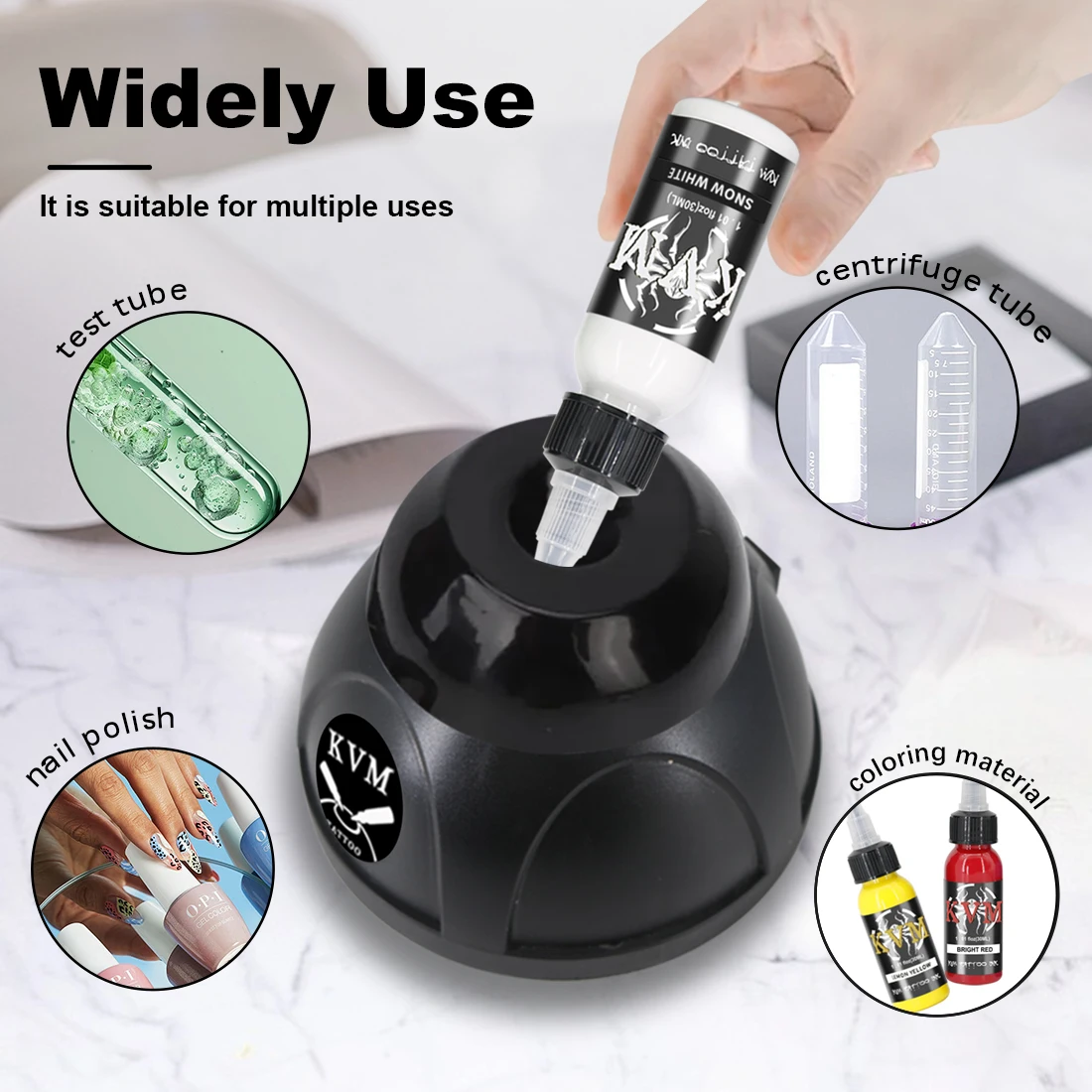 KVM Mini Vortex Mixer Tattoo Ink Pigment Shaker Nail Polish Test Tube Mixer Low Noise Lab Liquid Stirrer for Tattoo Studio