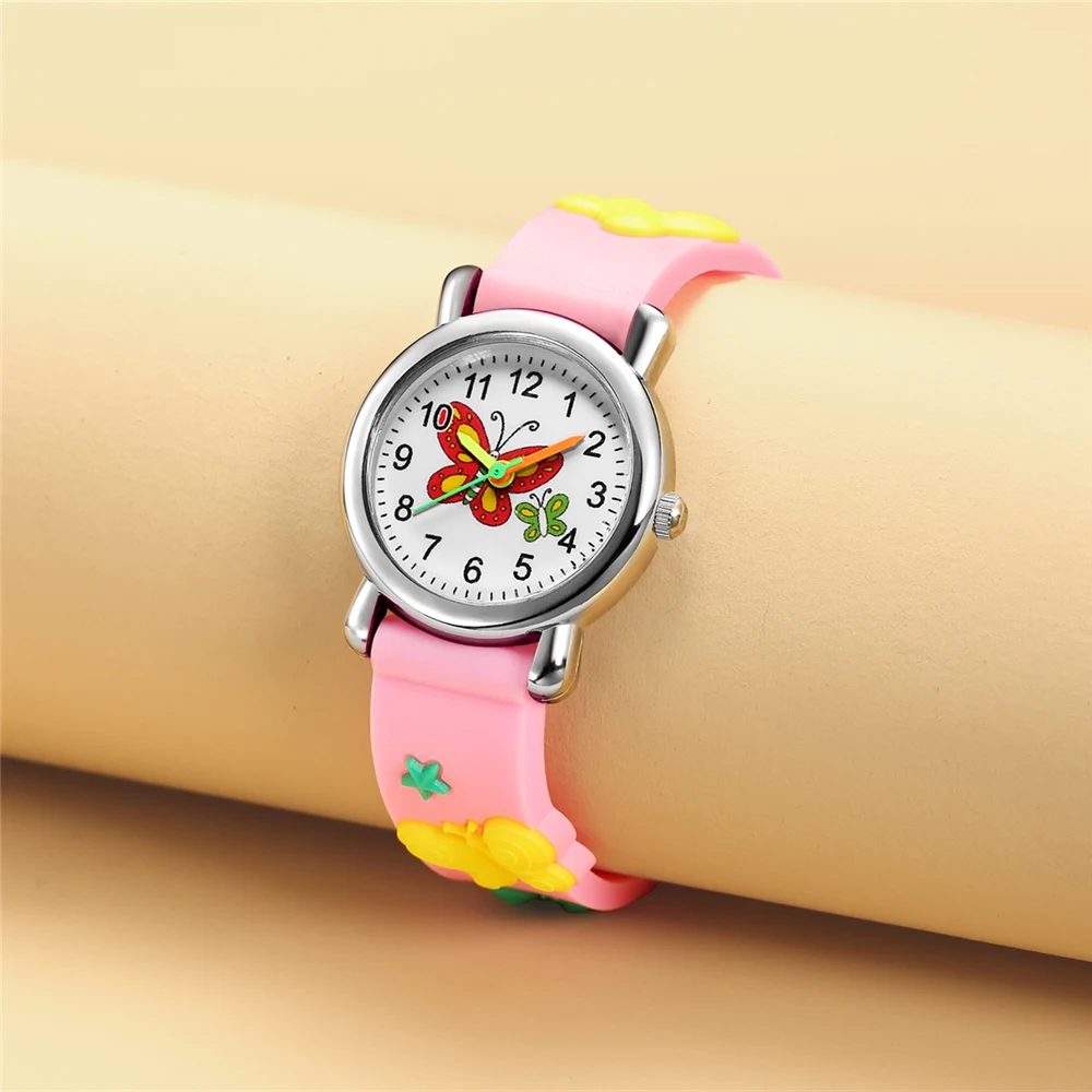 귀여운 달콤한 나비 스타일 어린이 만화 시계, 소년 소녀