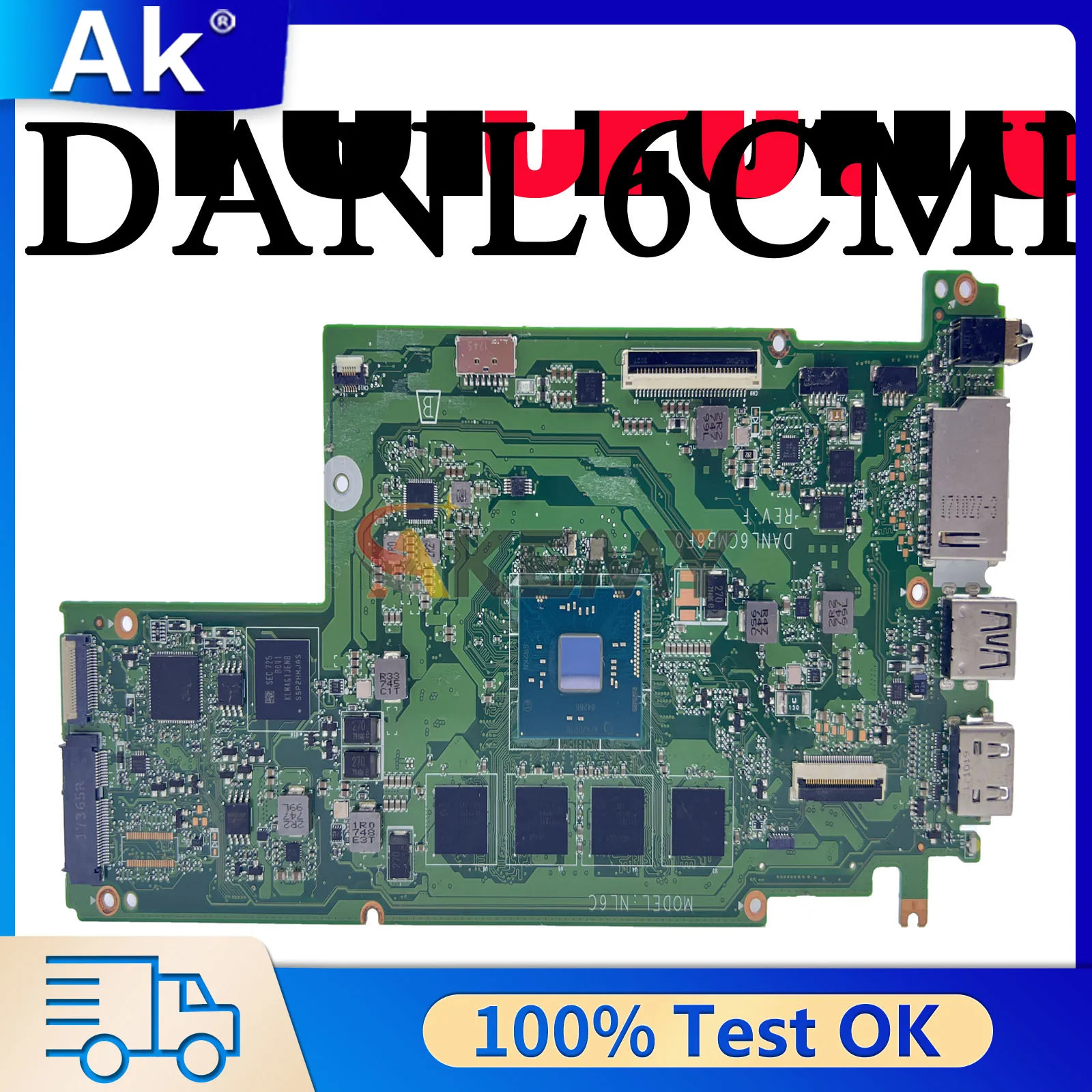 

With N3060 N3160 CPU 4GB RAM 16GB 32GB SSD DANL6CMB6F1 Laptop Motherboard For Lenovo N23 Chromebook 100% Fully Tested