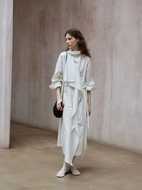 Original Hello September Autumn New  Sa Windbreaker Dr M922 Commute Sle Adjustable Waist Long Sve Dr