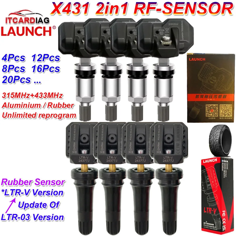 LAUNCH X431 Sensor 2 in 1 RF-Sensor 315MHz/433MHz TPMS Tire Repair Tools Scanner TSGUN Tire Pressure Sensors Tester Programming