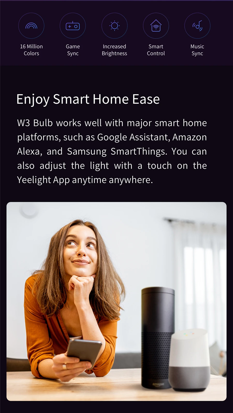 Yeelight Smart LED-Birne W3 E26 Farbe/Weiß Umgebungslicht Wifi Sprachsteuerung 1700K ~ 6500K für Mi Home Alexa Google SmartThings – Detail 6
