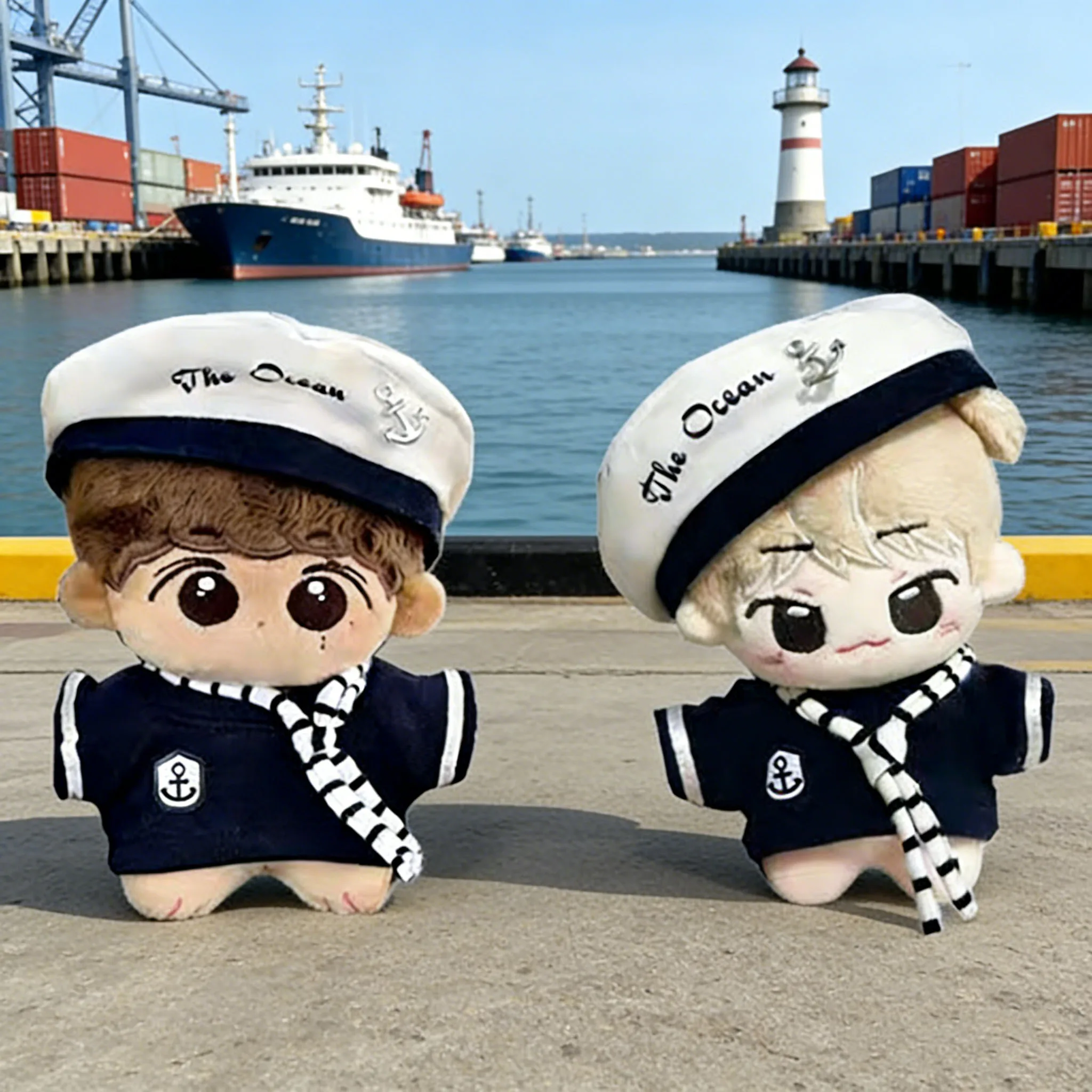 

For 10cm Mini Cotton Doll Clothes Outfit Navigator Sailor Set Dress Up Dolls Accessories Sitting Party Changing Dress Game Toys