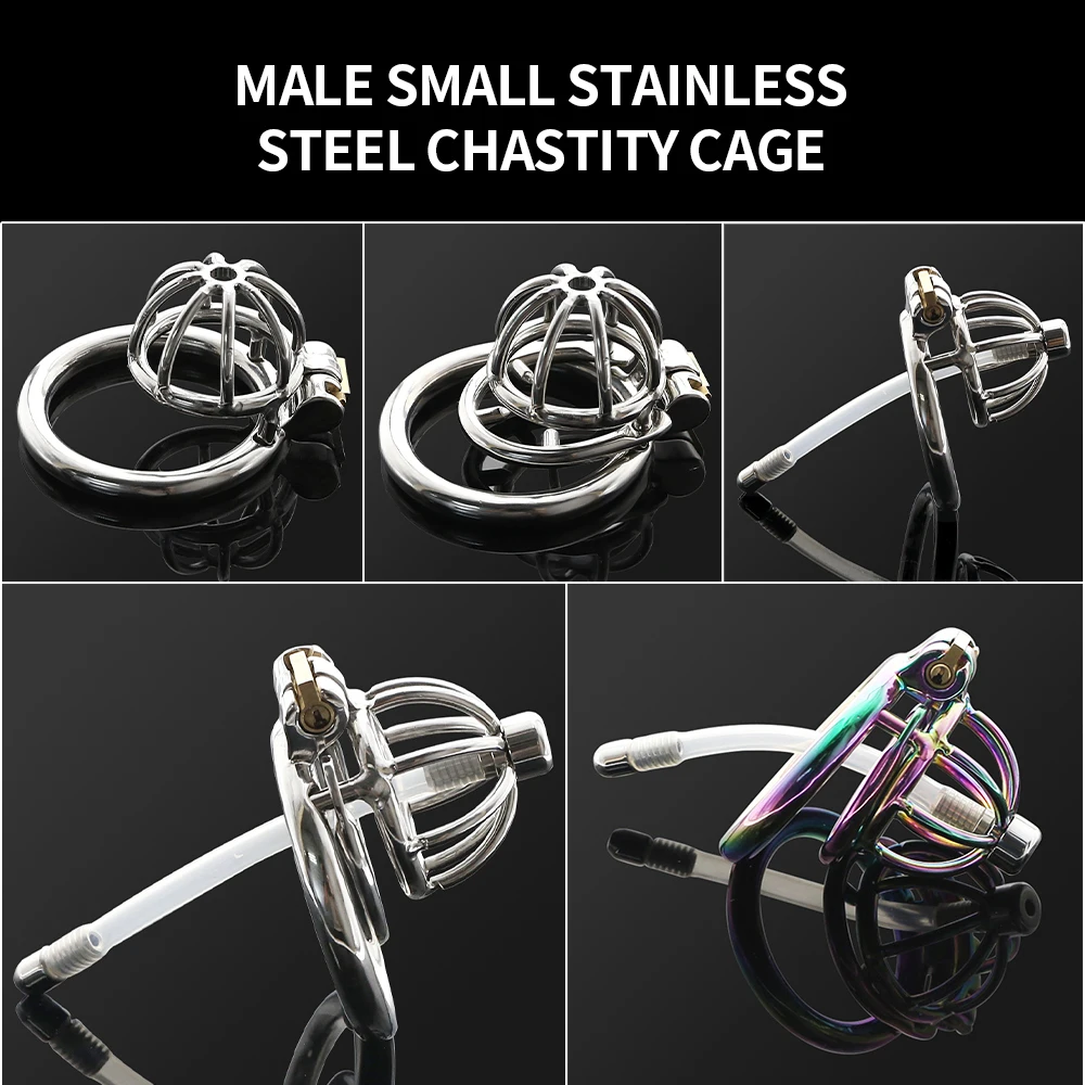 

Male Stainless Steel Chastity Cage Cock Cage With Soft Catheter Penis Ring Sexy Toys For Men Gay Bdsm Adult Toys Masturbator