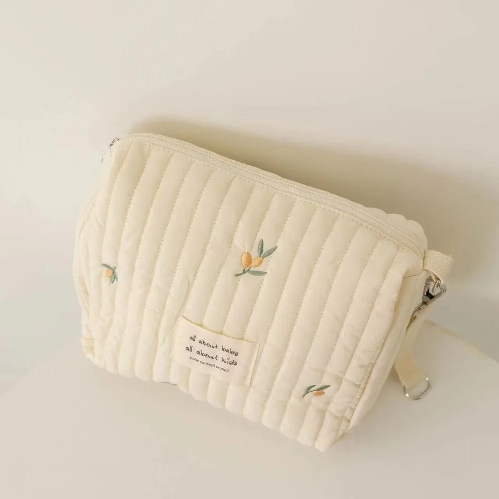 

Милая хлопковая сумка для подгузников на молнии с вышивкой и милым принтом, органайзер для детских подгузников, косметички для малышей