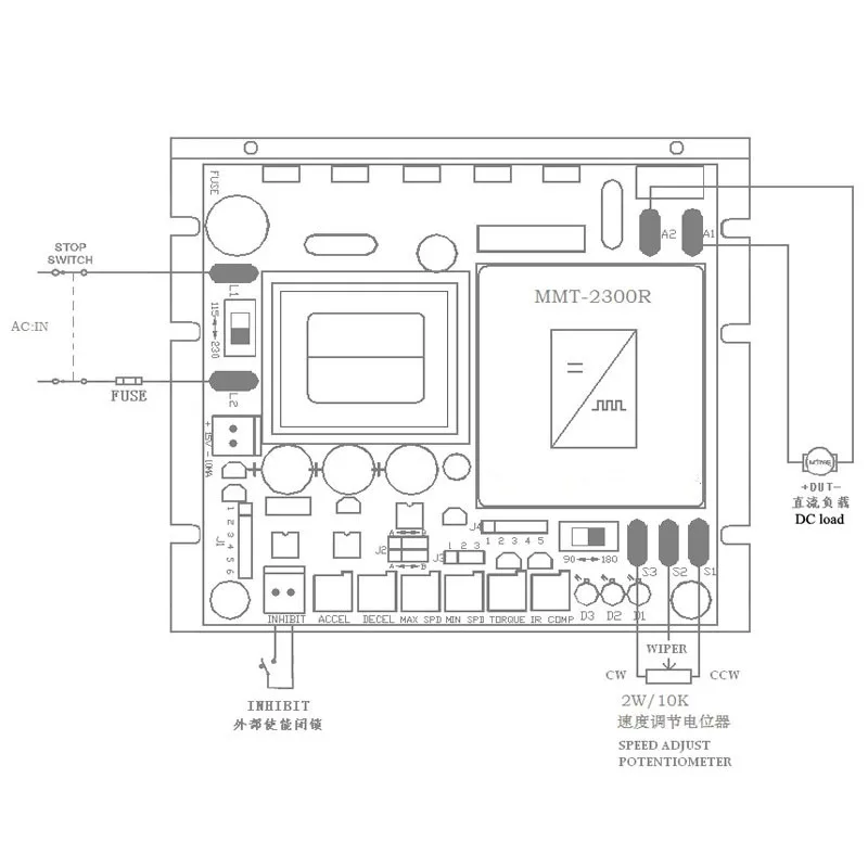 volt adjust in 115/230VAC Output 90v/180VDC SCR DC Motor Speed Controller 1/2hp 1hp 180v dc motor controller anti-interference