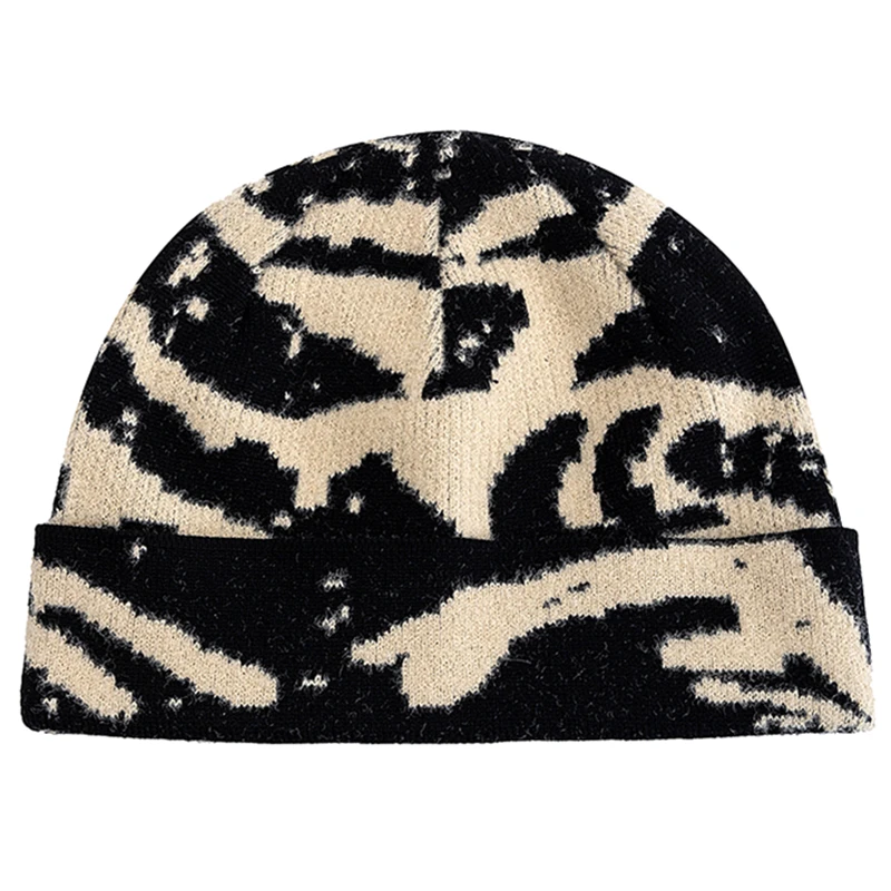 Neue Unisex Outdoor Skull Cap, modische geometrische Druckmuster, schicke Wintermützen im Seemannsstil für Herren und Damen, Herbst-Ski-Beanie-Mütze – Detail 17