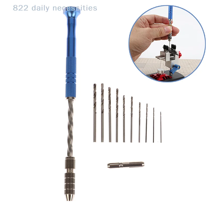 

Blue Extended Semi-Automatic Hand Twist Drill Kit 0.8-3mm DIY Craft Hand Drills Bits Set Tool for Home Improvement