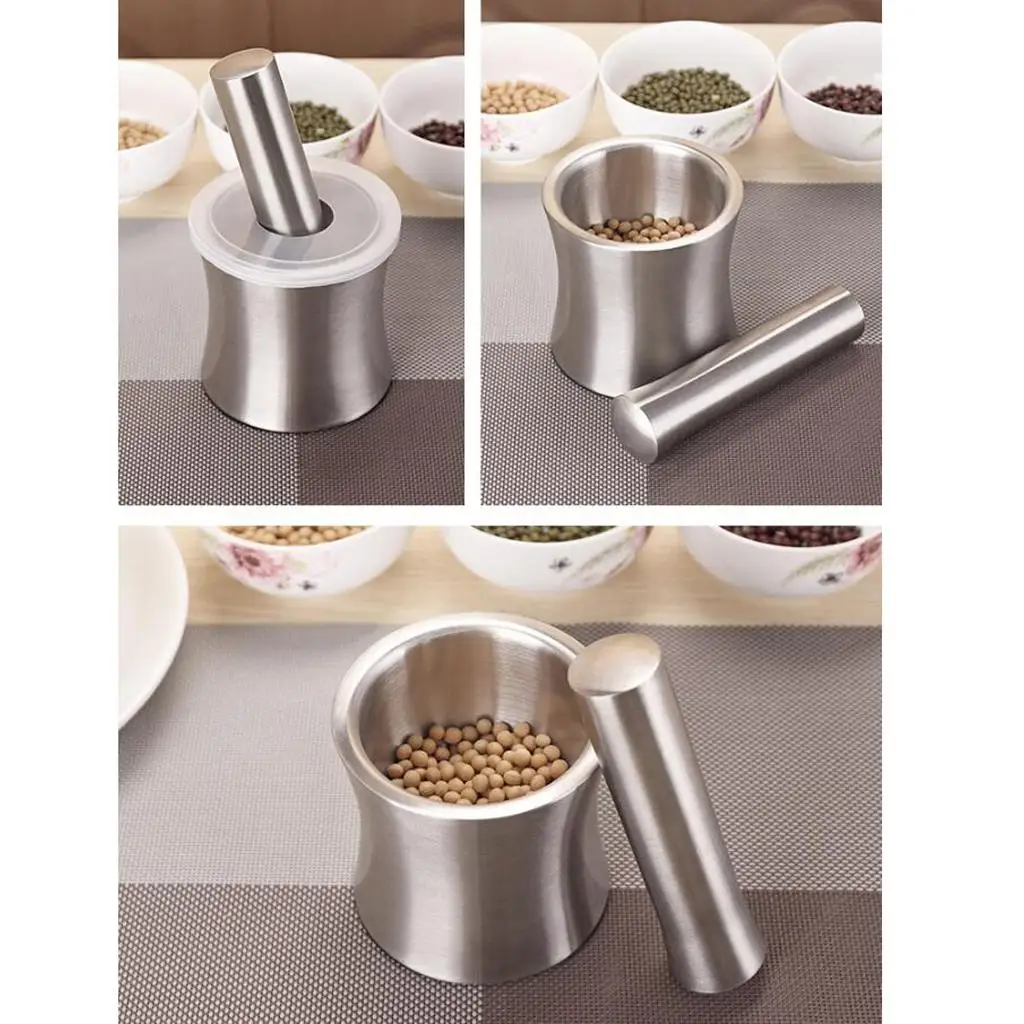 Kitchen Mixing Grinding Bowl Stainless Steel Mortar And Pestle Set - Bowl shape