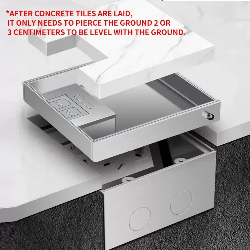 Concealed Floor Socket Embedded Mounting With Outlet Design Socket US UK UN Standard Flat Invisible Stainless Steel Floor Socket