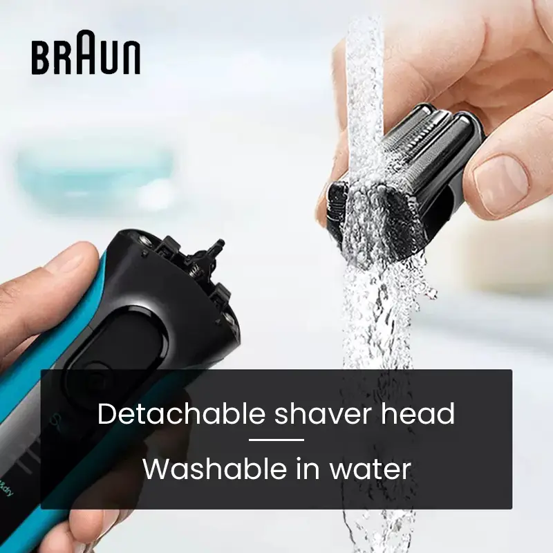 Braun 3040S Men's Electric Shaver Rechargeable Electric Shaver Floating Three Blade Dry and Wet Shaving Stainless Steel Blade - 2