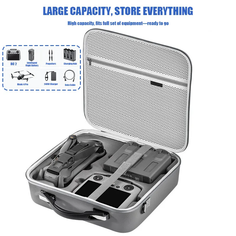 VOLODYMYR Carrying Case Travel Shoulder Bag for DJI Mavic 4 PRO Fly More Combo Storage Box PU Portable Handbag for DJI RC PRO 2