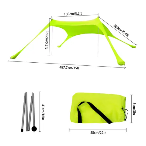 Ultralätt kanvasträdgårdstak, vattentätt solskydd, campinghängmatta, solskydd, för strand och utomhusbruk, 3x5m 4x3m, 3x3m 10 best sales Sun Shelter-stranden - №10