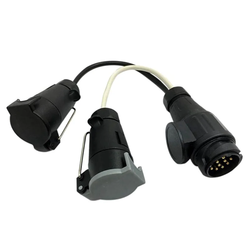 Trailer Extension Adapter 13-Pin to 7-Pin N and S Extension Cord Adapter Trailer Plug with Cover