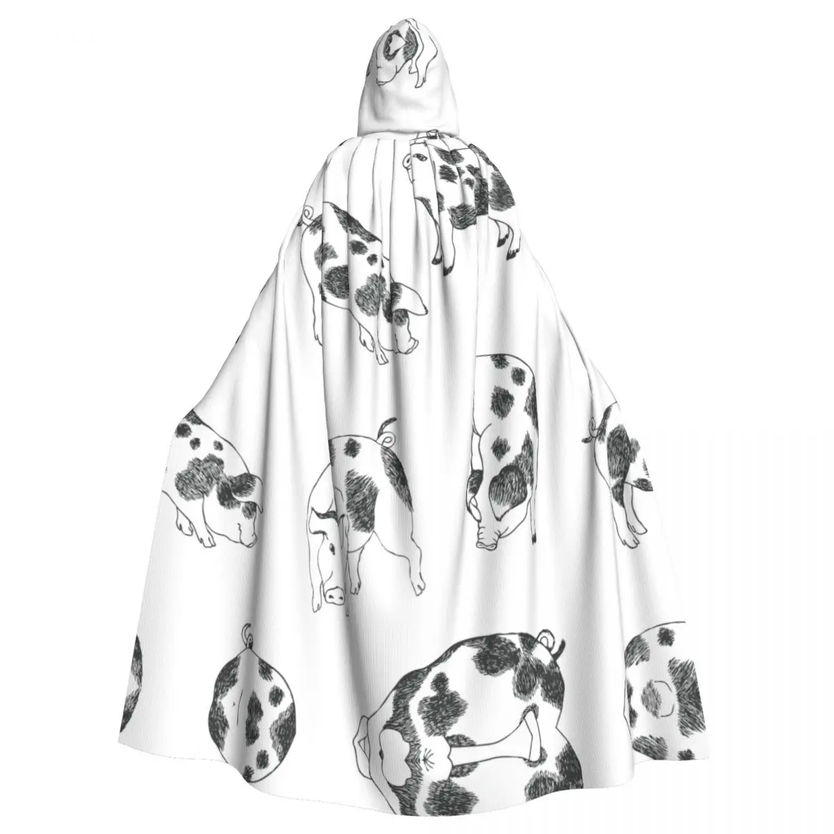 

Piggy In Black And White Unisex Cloak with Hood Cloak Vampire Witch Cape Cosplay Costume keep warm Water Resistant