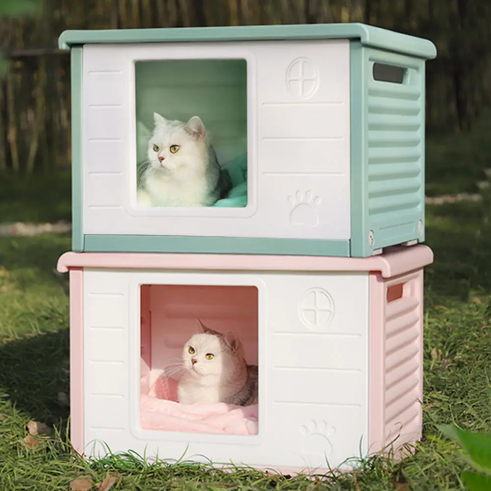 

New Style Hoopet Multi-function Waterproof Stackable Flat Roof Cute Four Seasons General Stool Dog Cat House Kennels Furniture