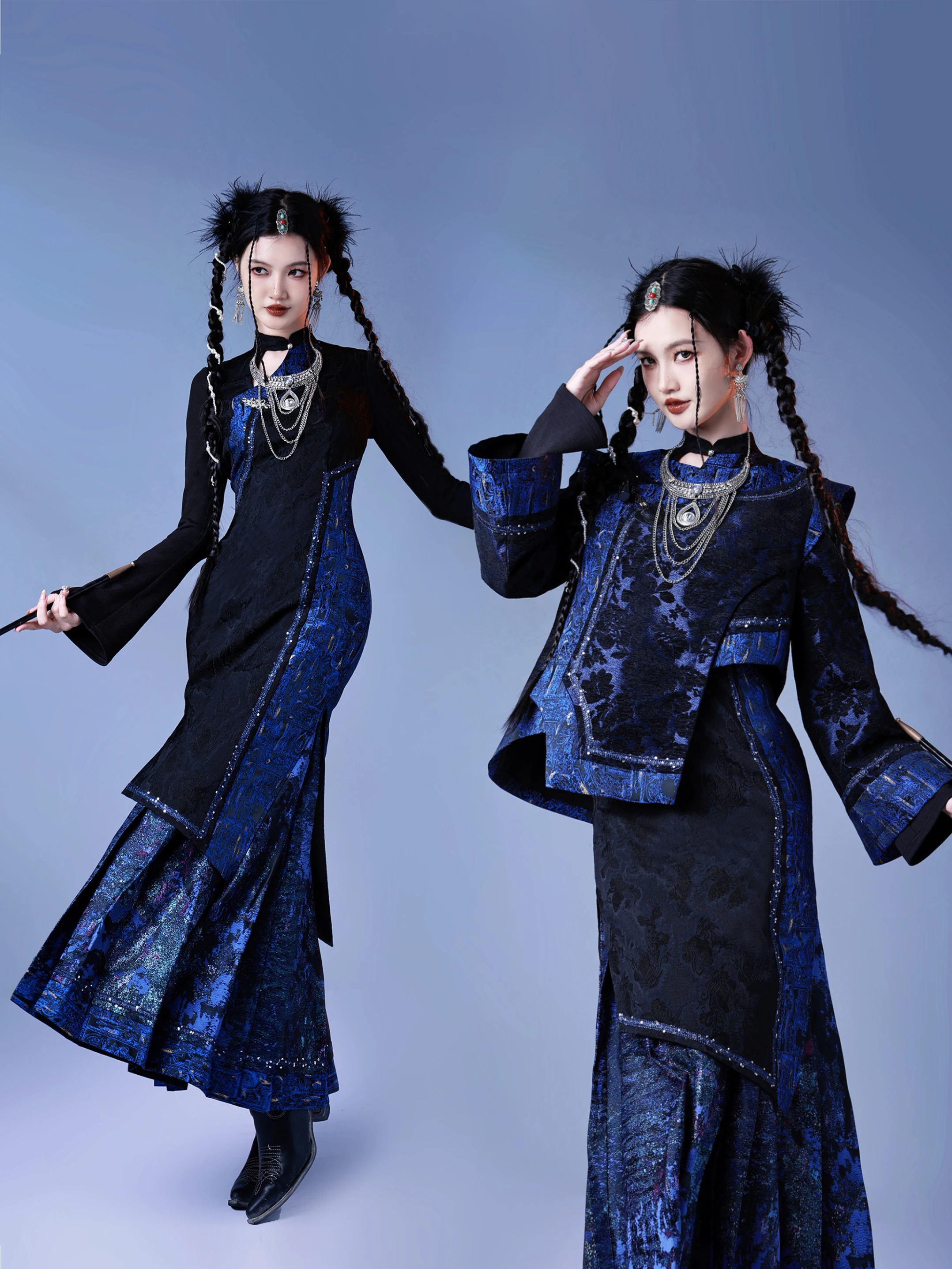 

Этнический плиссированный топ с вышивкой и флисовой подкладкой от SiJin для осени и зимы в китайском стиле