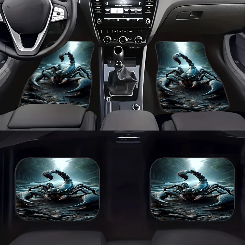 4pcs Mechanical Scorpion Pattern Car Footrest Set, Universal Anti-Slip Protective And Dustproof Front And Rear Floor Mats, Car I