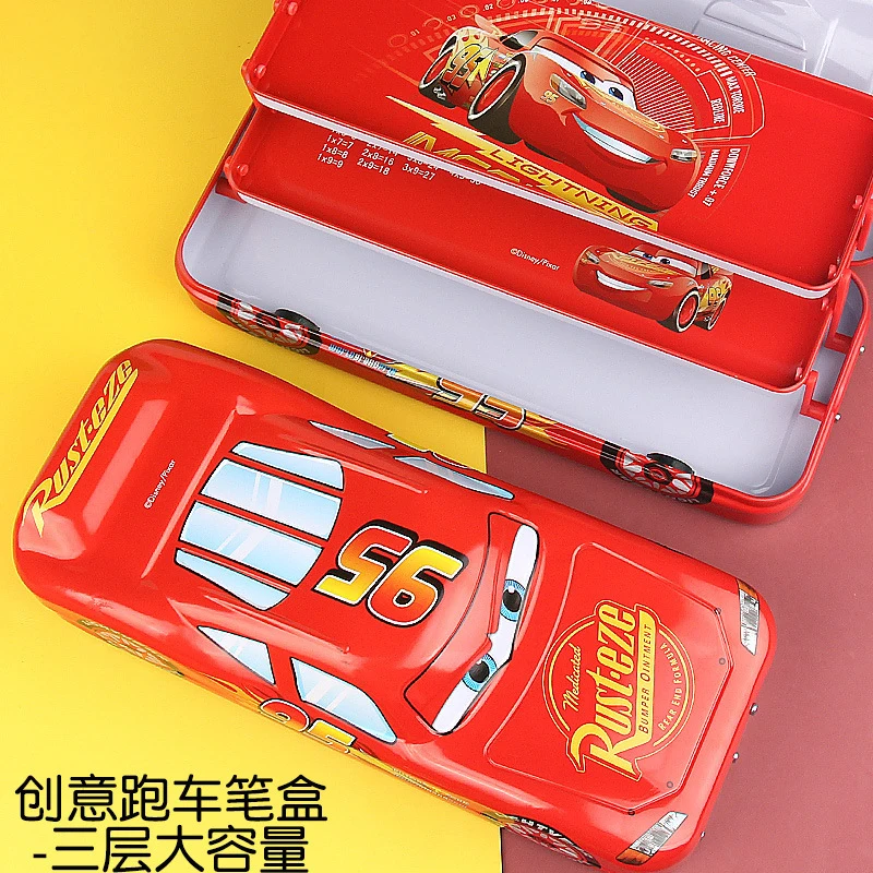 

Disney Pixar Cars Pencil Case Children Tationery Box Large Capacity McQueen Car Three-dimensional Pencil Box Kindergarten Gift