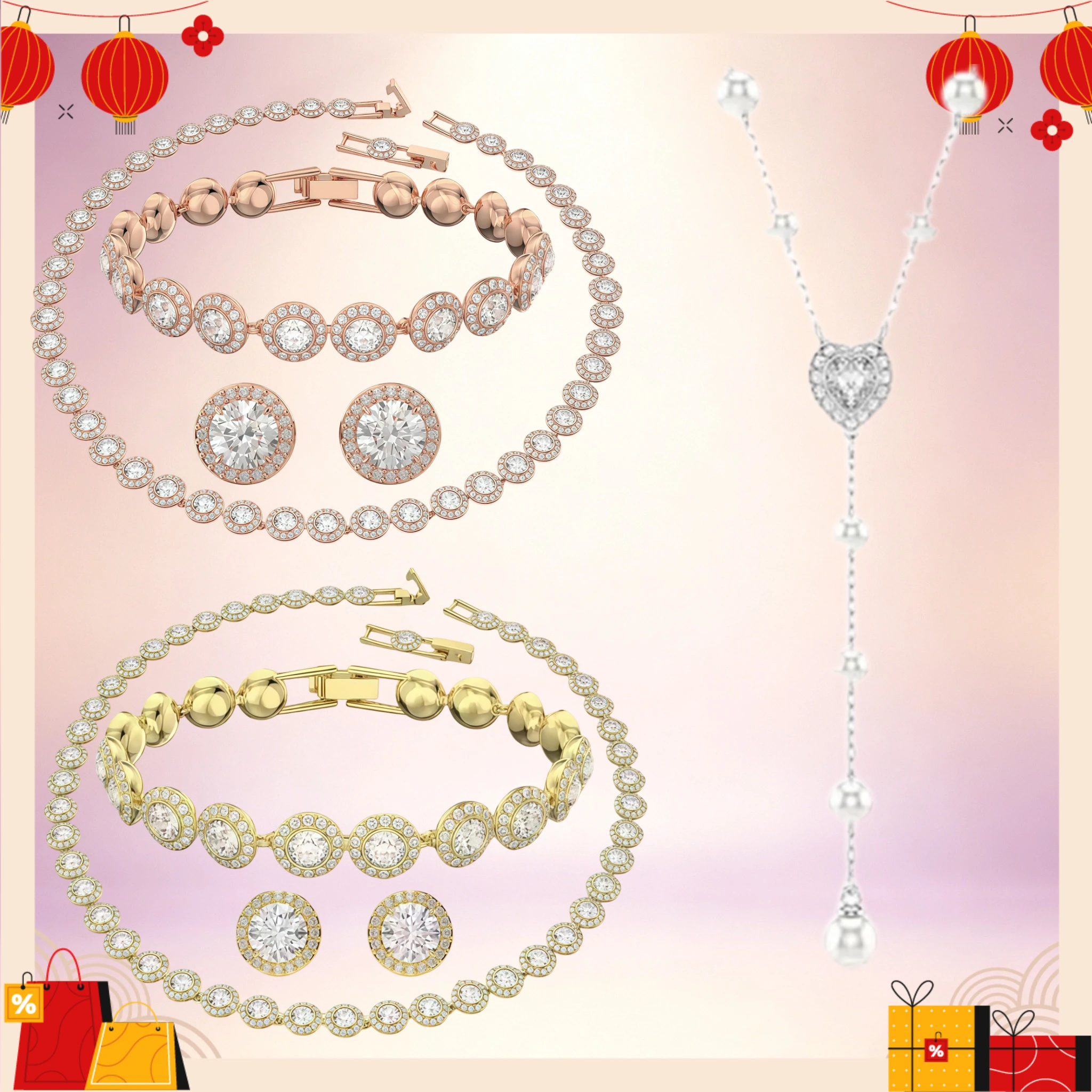 2026 Jewelry Set Charming White Water Drop Crystal Fashion Necklace Bracelet Earrings for Women Romantic Gift