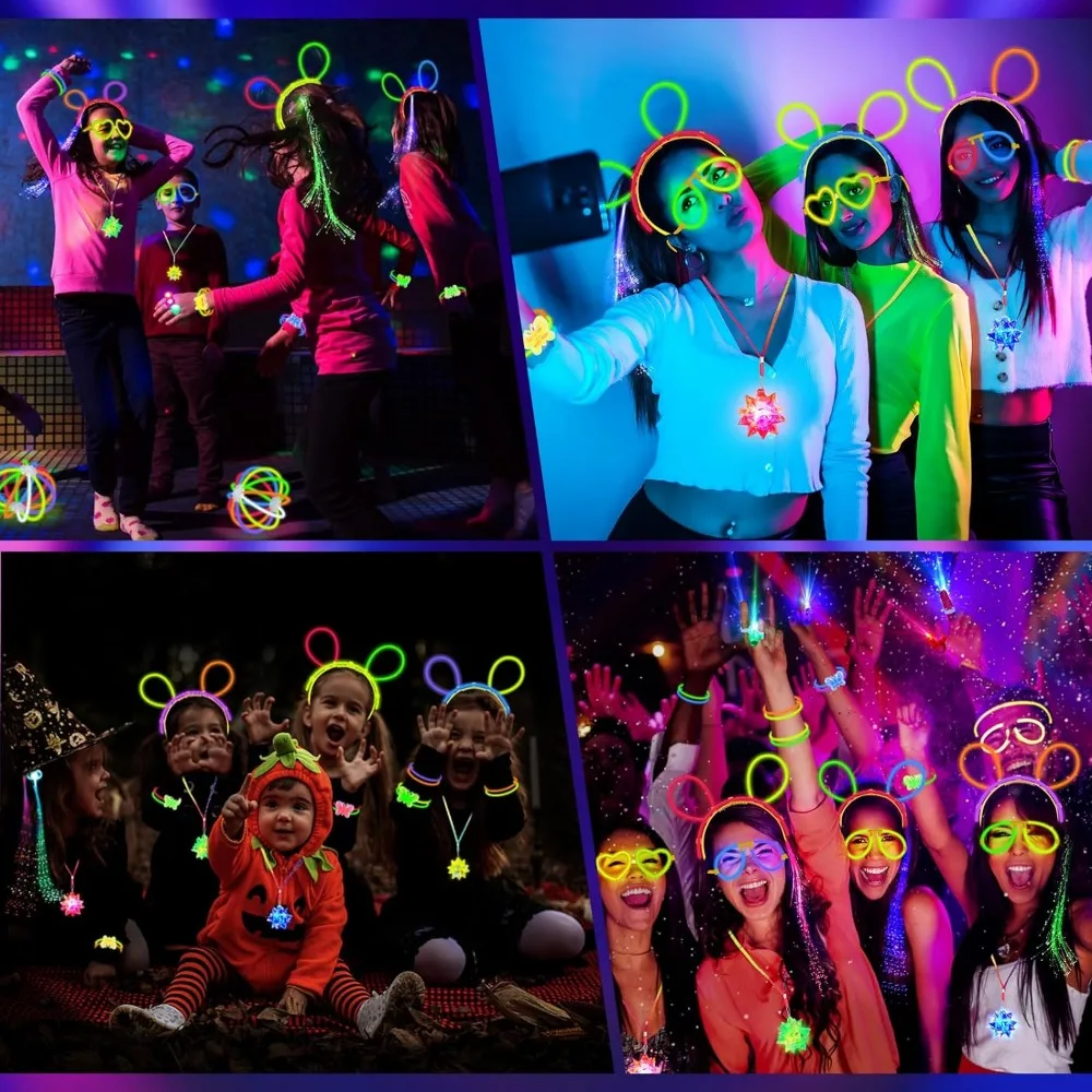 100 pieces of glow party supplies neon party glow necklace and bracelet glow stick suitable for children or adults.Party gift