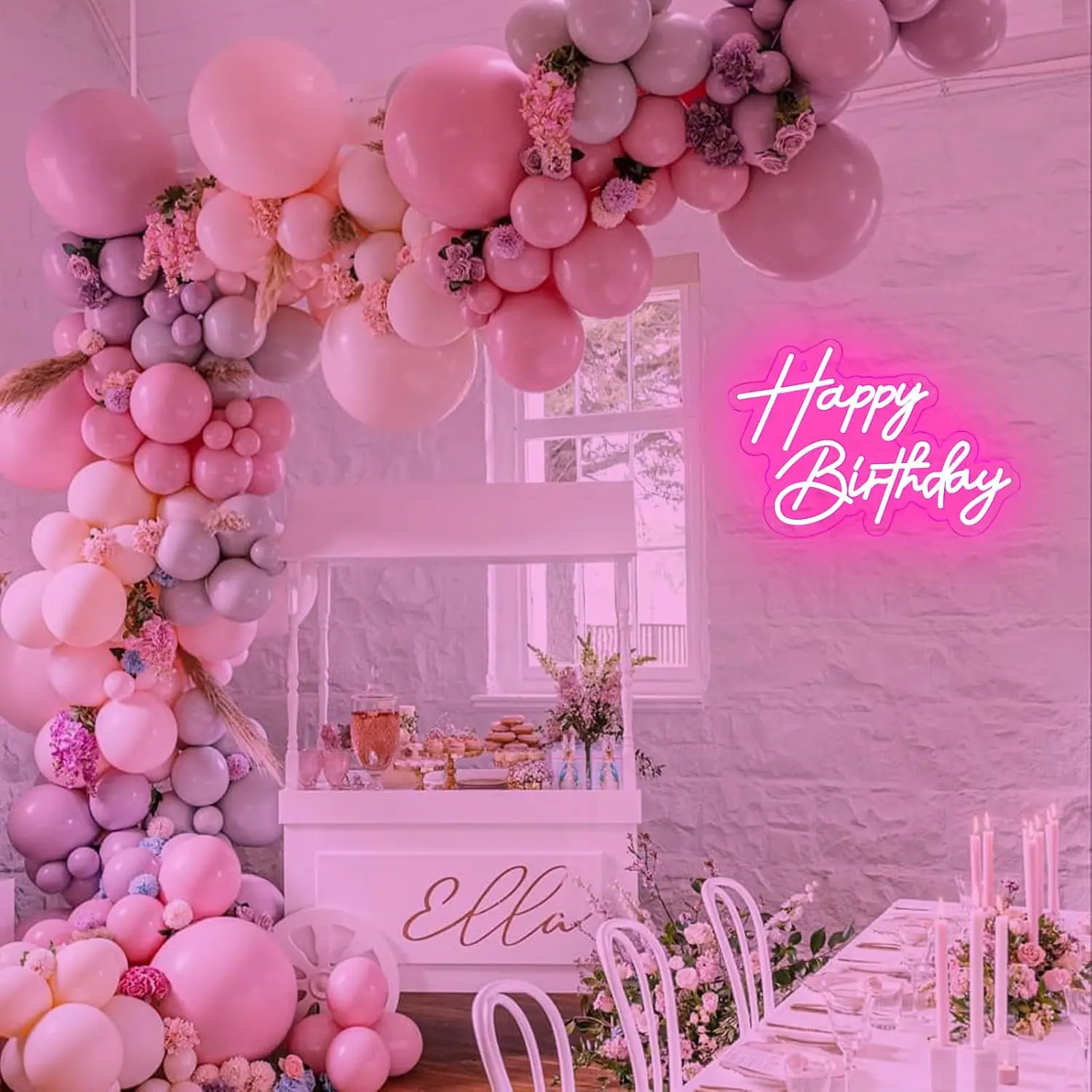 Happy Birthday Neon Sign for Wall Decor, Pink Led Neon Light Signs, Art Decoration Happy Birthday Neon Light Sign for All Birthd