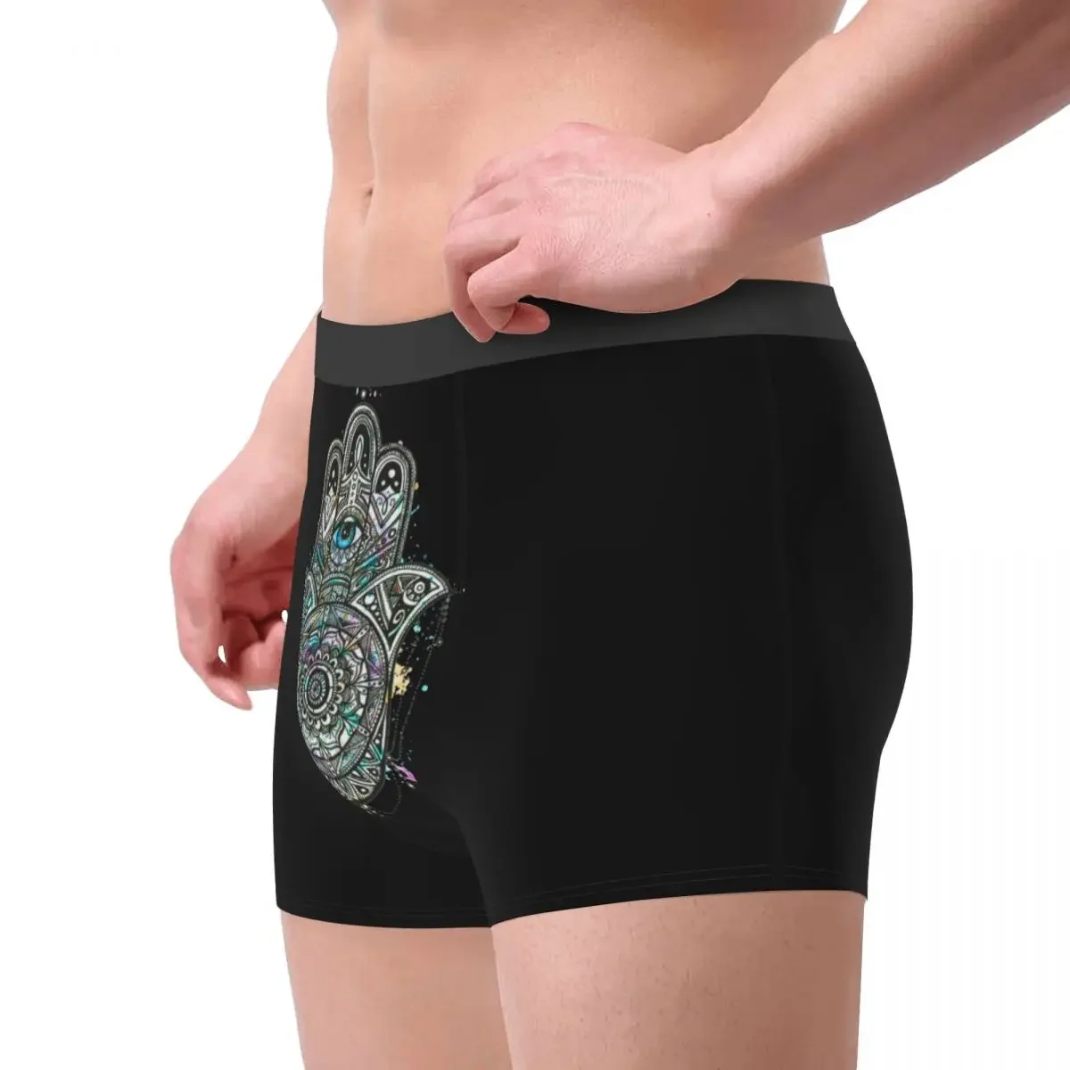 Hand Of Fatima Psychedelic Men's Underwear Boxer Shorts Panties Printed Breathable Underpants for Homme Plus Size