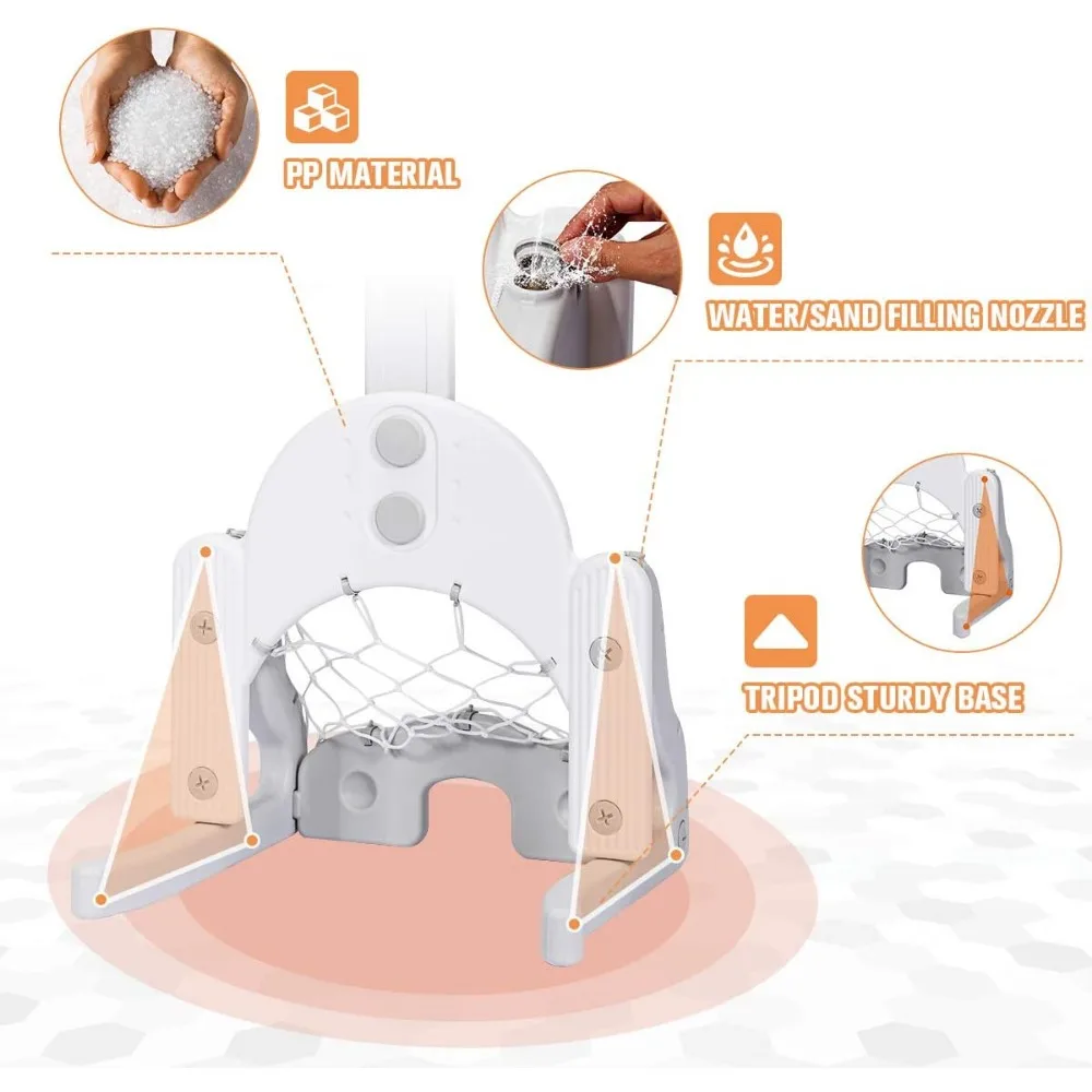 Aro de baloncesto para niños con alturas ajustables, centro de actividades deportivas para niños pequeños, juego de baloncesto, fútbol y golf para niños