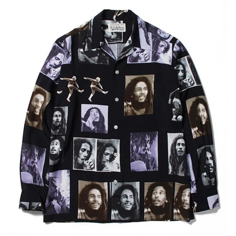 WACKO MARIA People Trendy Prints High Street Loose Hip Hop Japanese Mens Womens Hawaii Long Sleeve Shirt