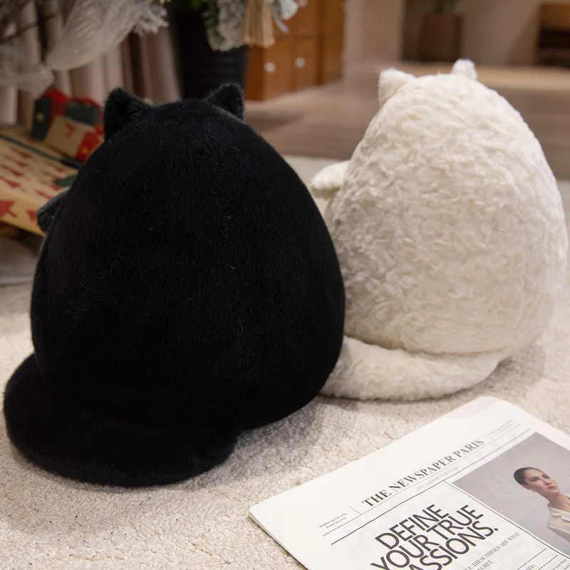 

30 см милая плюшевая игрушка для пухлых кошек, белая, черная кукла-кошка, мягкая кукла-кошка, подарок на день рождения