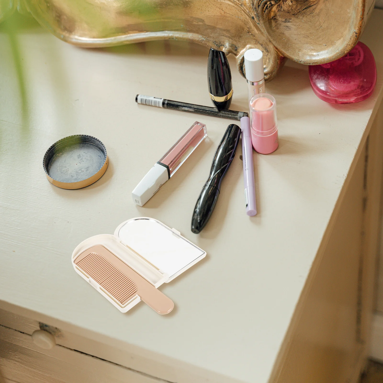 Lindo espejo compacto, espejo de maquillaje portátil plegable, tamaño pequeño de viaje para billeteras, bolsos, bolsillos, reflejo claro en cualquier momento y en cualquier lugar