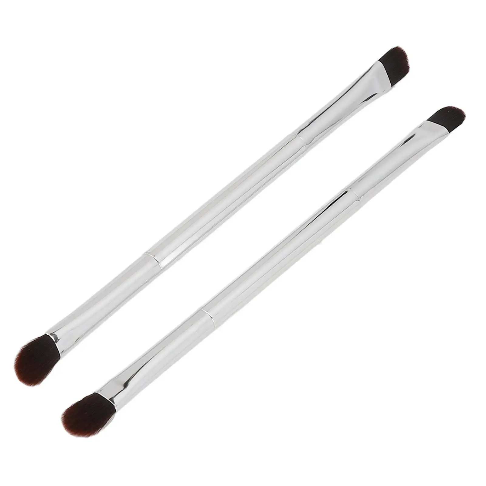 2pcs Double-Ended Eyeshadow Brush Set - Professional Silver Makeup Brushes with Soft  for Concealer & Cosmetics