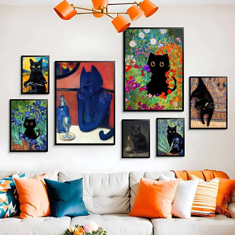 

Famous Claude Monet Artwork Black Cat Home Decor Poster Paper Print For Living Room Bedroom Entryway Bar Cafe Wall Art Painting