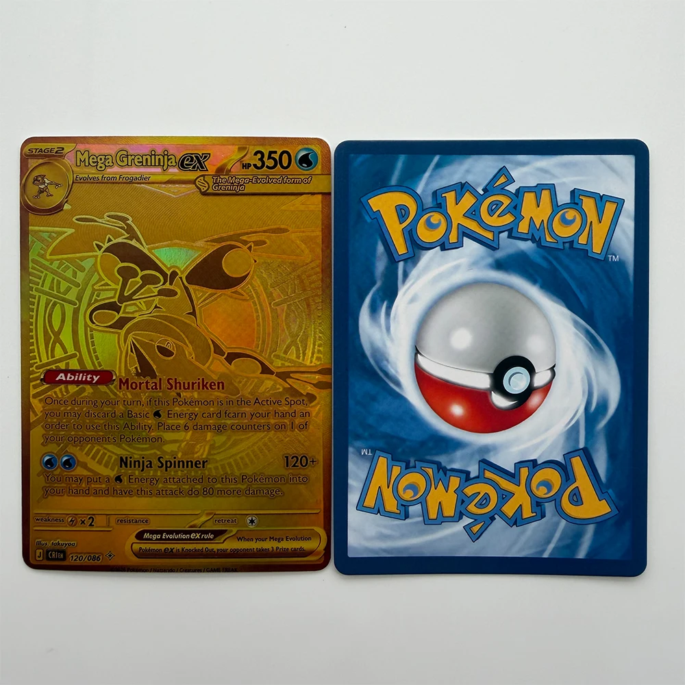 DIY TCG PKM Card Ninja Spinner Mega Greninja ex 114/086 Mega Greninja ex 120/086 CRI Holo Anime Game Collection Cards Gift