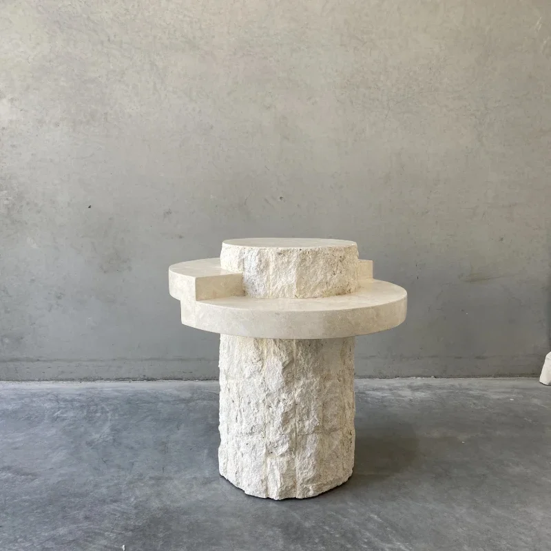 

Designer cave stone coffee table creative broken marble sofa side table villa coffee table