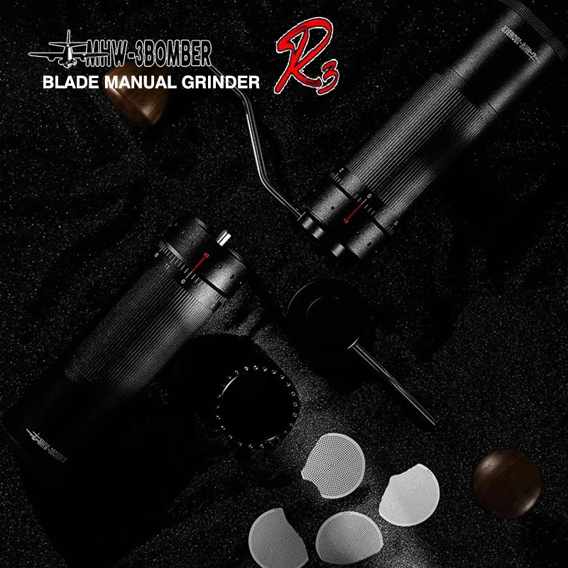 

MHW-3BOMBER R3 Manual Coffee Grinder 0.016mm/Click Adjustable Conical Burr for Espresso&PourOver, Stainless Steel Barista Tool