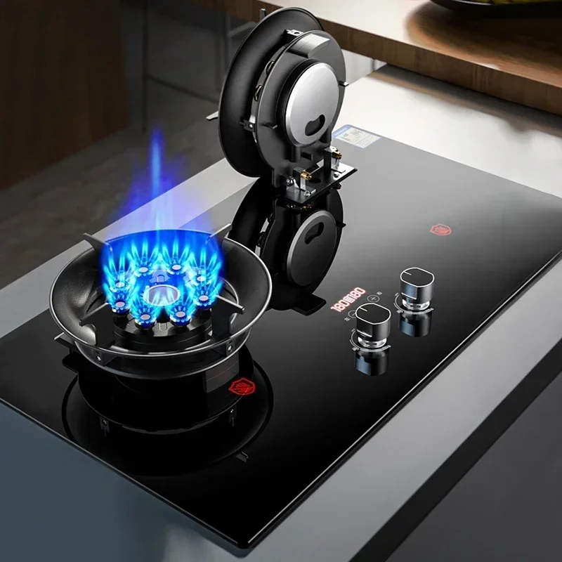 Gas Cooktop Stove Dual Stove 8.5KW Household Embedded Natural Gas Liquefied Gas Timing Stove Desktop Dual-Use Hob Panels