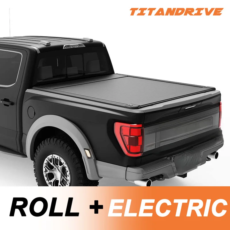 High Quality Retractable Hard Roller Lid, Black Aluminum Electric Tonneau Cover Support APP Wireless Remote Control For Off-Road