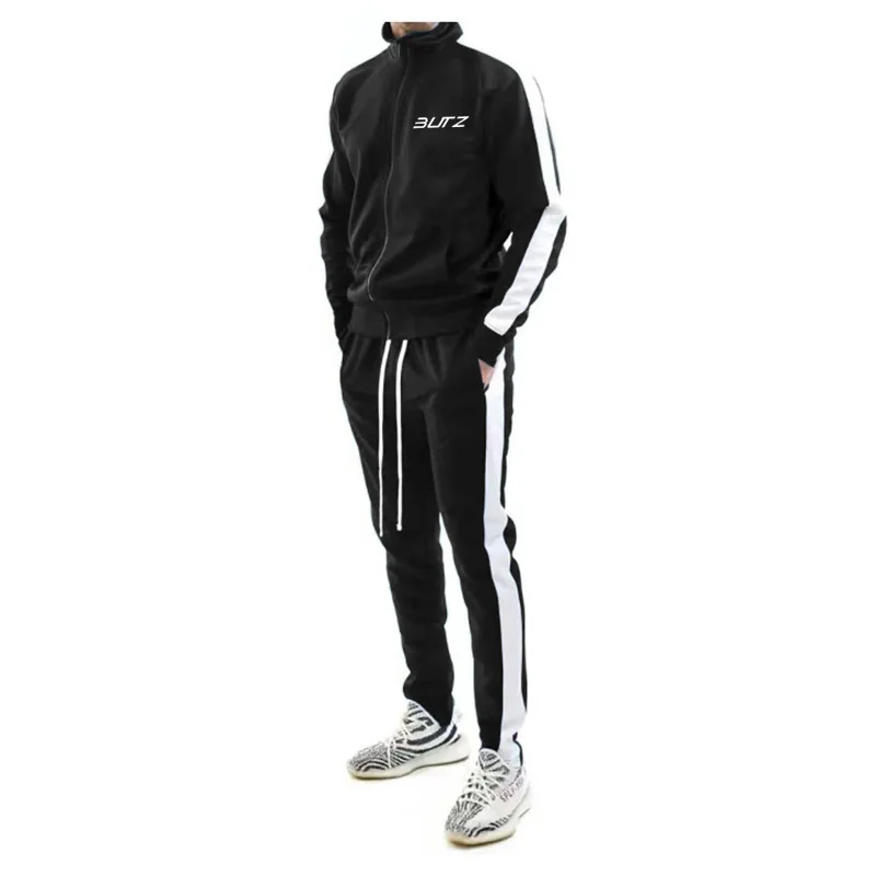 

Four Seasons Hot Sale Men's Suit Color Matching Stand-Up Collar Men's Casual Sports Suit