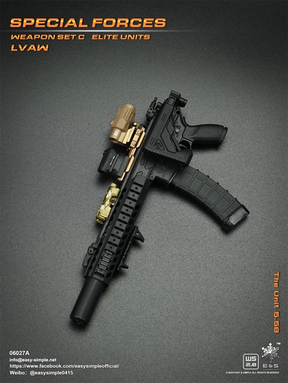 EASY & SIMPLE ES 1/6 SCAR 20S Series Weapon, Elevator Toys, P226 Holster, PVC Material for Action Figure, 06027