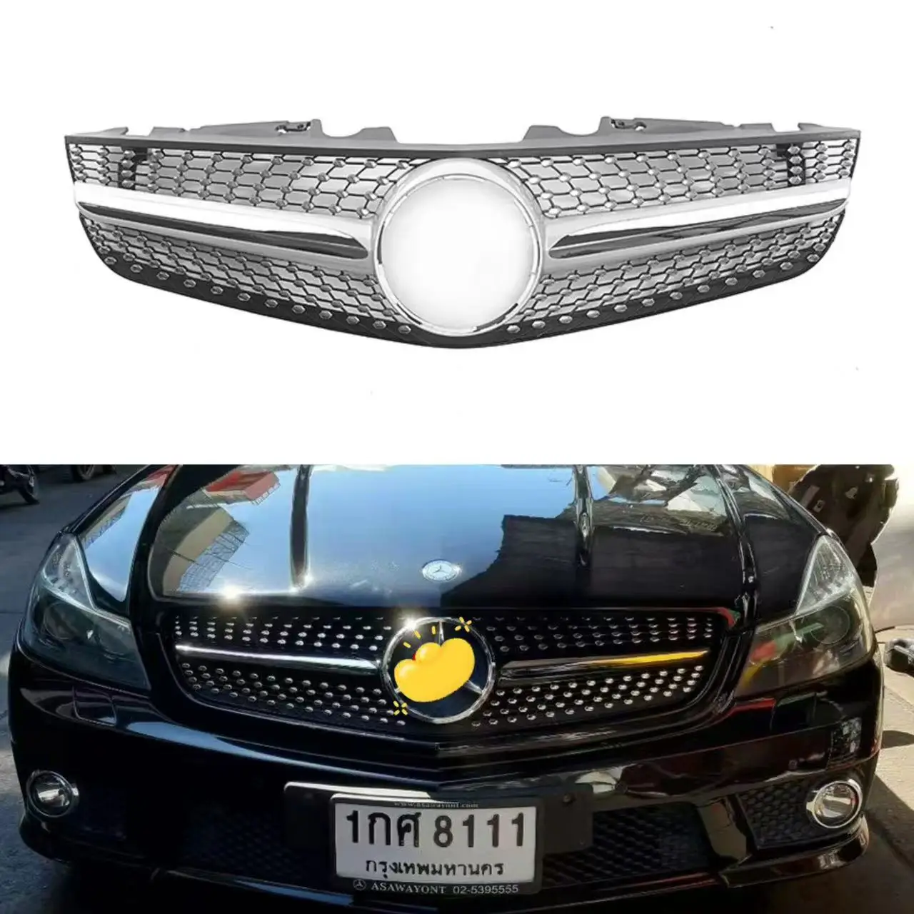 Suitable for 2010-2012 Mercedes Benz SL Class R230 Starry Sky diamond grille Front Racing Grille Grill Mask Cover Trims