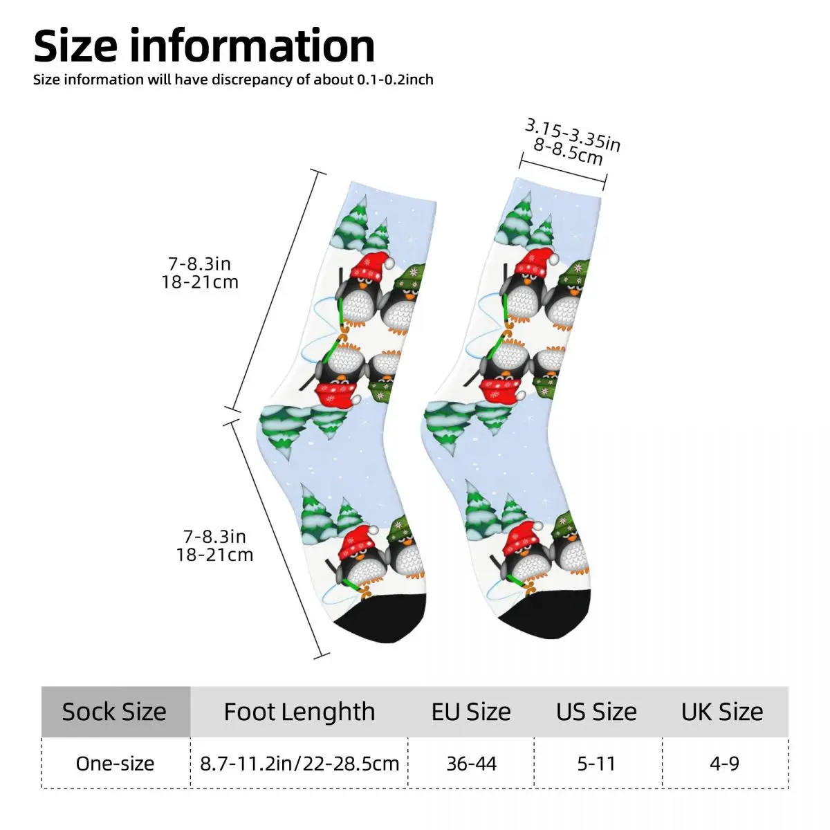 Hockey Penguins With Snowflakes Hats In A Snowy Landscape Socks Gym 3D Print Boy Girls Mid-calf Sock