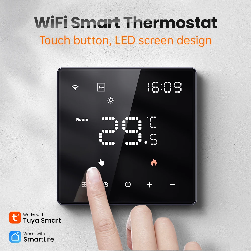 Tuya Smart WIFI Thermostat Digital Display Touch Control App Remote Wireless Adjust Temperature For Gas Boiler Electric Heating