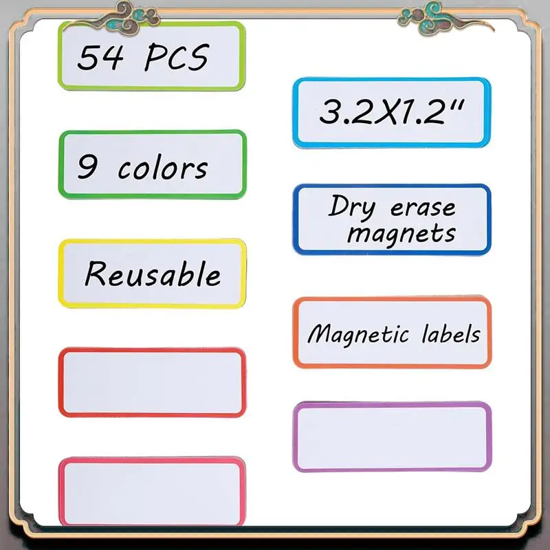 

Durable 54 Pcs Magnetic Dry Erase Labels Reusable Strips Classroom Name Tags Writable Blank Magnet Cards Erasable Fridge Memo