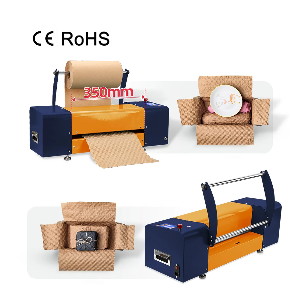 Máquina automática de cojín de papel de corte de 350 mm para ideas comerciales - Envoltura de burbujas de papel Kraft Embalaje degradable