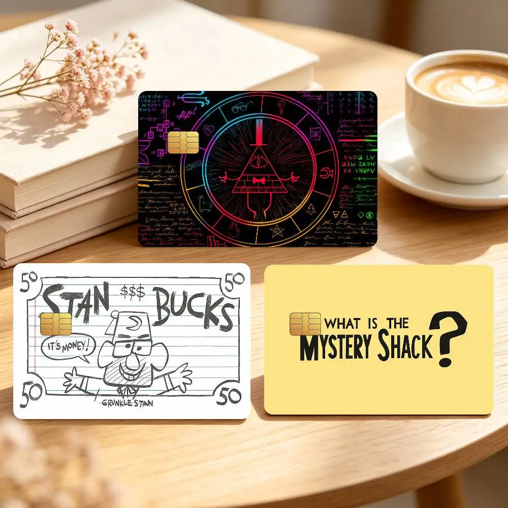 Cartoon G-Gravity Fall Credit Card Stickers For Bank Card Bus Metro Cards Waterproof Anti-Scratch Gift 4PCS