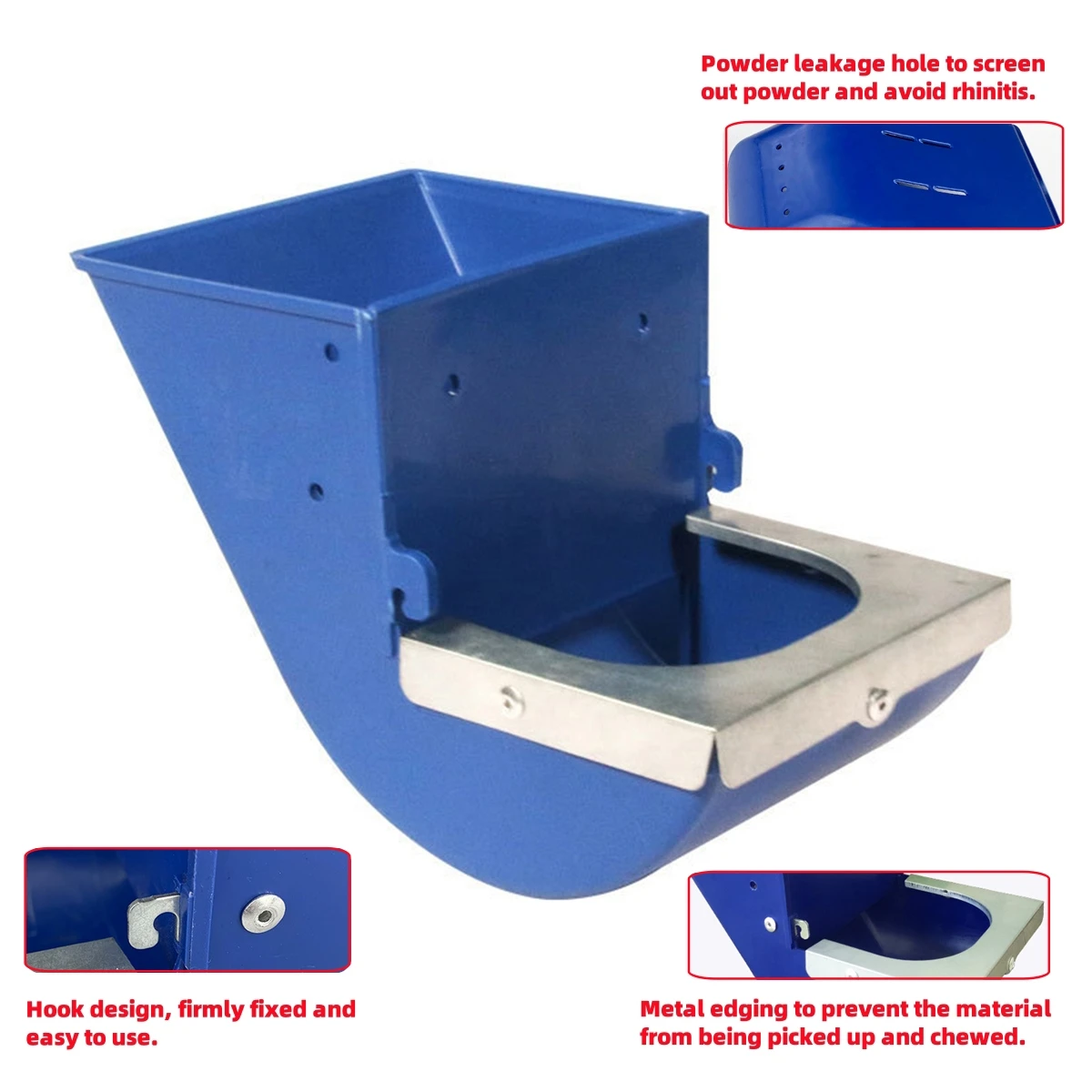 Blue Rabbit Feed Box Hopper Rabbit Cage Hanging Feed Trough Hamster Bunny Guinea Pig Eating Drinking Bowl Livestock Supplies 1Pc view 3