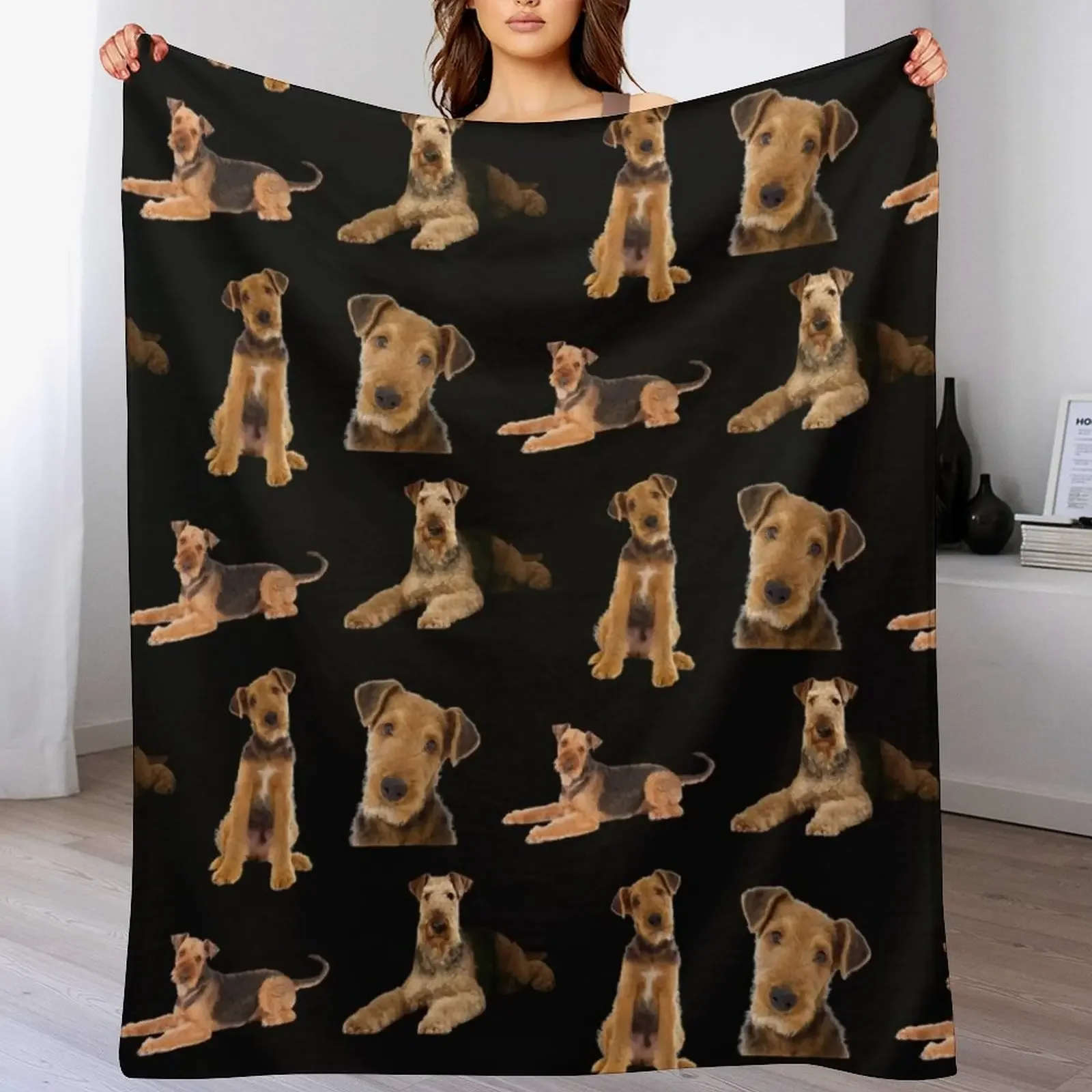 

Airedale Terrier Throw Blanket Warm Accent Blanket for Living Room Decoration